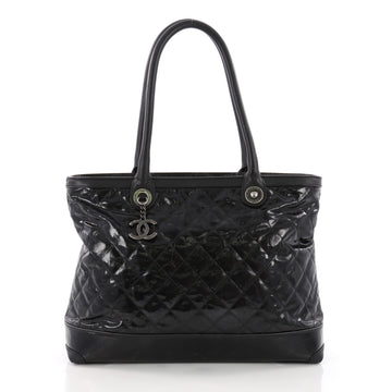 Chanel CC Charm Zip Tote Quilted Coated Canvas Medium Black 3674444