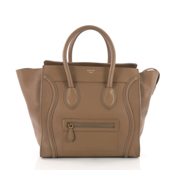 Celine Luggage Handbag Smooth Leather Mini Brown 3674602