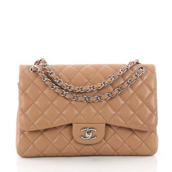 Chanel Classic Double Flap Bag Quilted Caviar Jumbo Neutral 3675102