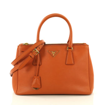 Prada Double Zip Lux Tote Saffiano Leather Small Orange 3675202