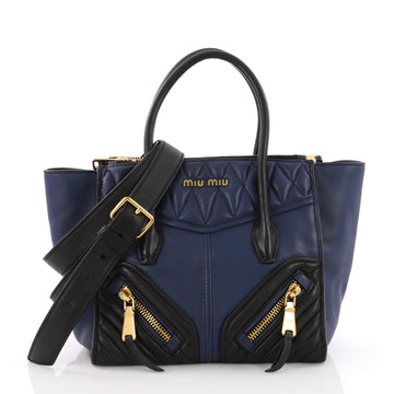 Miu Miu Biker Convertible Tote Leather Medium Blue 3675304