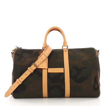 Louis Vuitton Keepall Bandouliere Bag Limited Edition Supreme Camouflage Canvas 45 Green  3675901