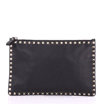 Valentino Rockstud Pouch Leather Large Black 3679803