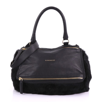 Givenchy Pandora Handbag Leather and Fur Medium Black 3680303