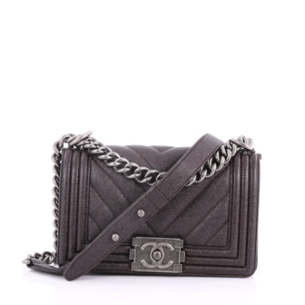 Chanel Boy Flap Bag Chevron Caviar Small Brown 3680401