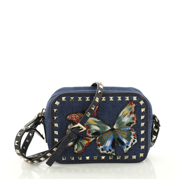 Valentino Rockstud Camera Crossbody Bag Denim with 3680701