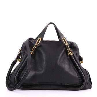 Chloe Paraty Top Handle Bag Leather Large Black 3681201