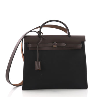 Hermes Herbag Zip Leather and Toile 31 Black 3683101