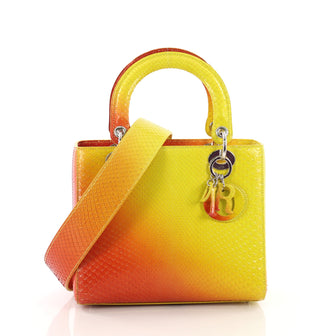 Christian Dior Lady Dior Handbag Python Medium Orange 3683201