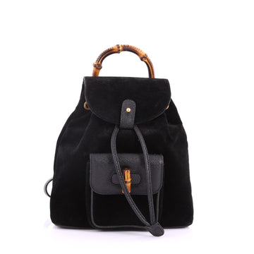 Gucci Vintage Bamboo Backpack Suede Mini Black 3683402