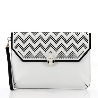 Bvlgari Serpenti Forever Clutch Studded Leather Medium White 3683701