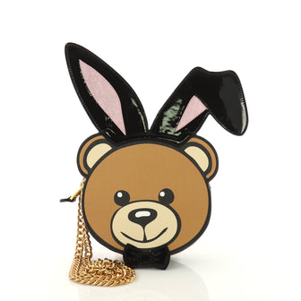 Moschino Playboy Bear Chain Crossbody Bag Leather with 3684108