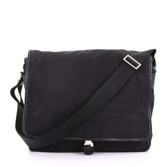 Prada Buckle Messenger Bag Tessuto Medium Black 3684124