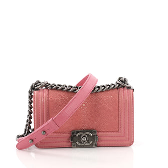 Chanel Boy Flap Bag Stingray Small Pink 3684902