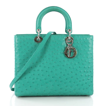 Christian Dior Lady Dior Handbag Ostrich Large Green 3685101