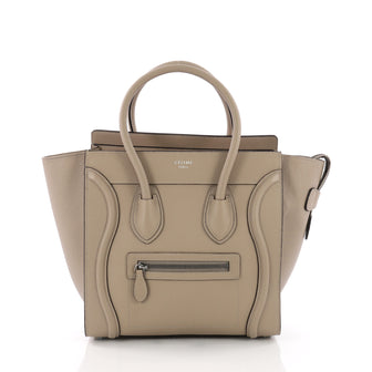 Celine Luggage Handbag Grainy Leather Micro Neutral 3686601