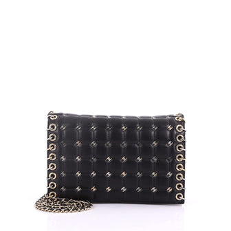 Chanel Metal CC Signature Clutch on Chain Embellished Quilted Leather Small