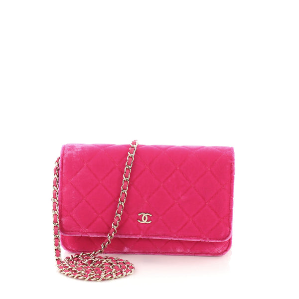 Chanel Wallet on Chain Quilted Velvet Pink 3687107