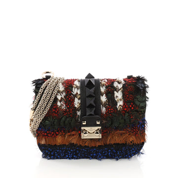 Valentino Glam Lock Shoulder Bag Embellished Mixed Media 3687112