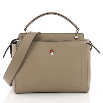 Fendi DotCom Convertible Satchel Leather Medium Gray 3687301