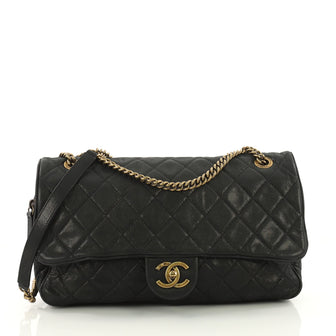 Chanel Shiva Flap Bag Quilted Iridescent Calfskin Large Black 3688301