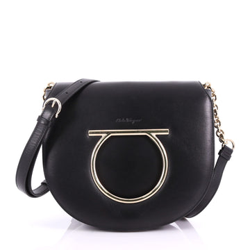 Salvatore Ferragamo Gancini Saddle Flap Bag Leather 3689401