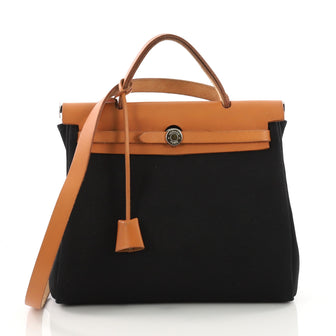 Hermes Herbag Toile and Leather PM Brown 3690228
