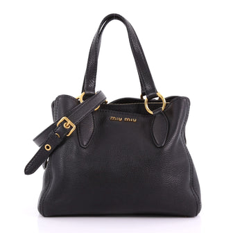Miu Miu Phenix Convertible Tote Leather Small Black 3690240