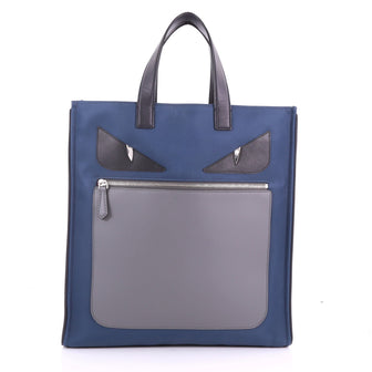 Fendi Monster Tote Nylon and Leather Blue 3690245