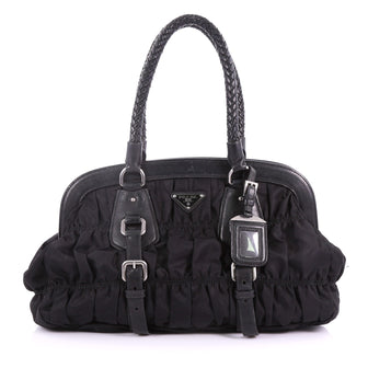 Prada Gaufre Frame Bag Tessuto Medium Black 3690302