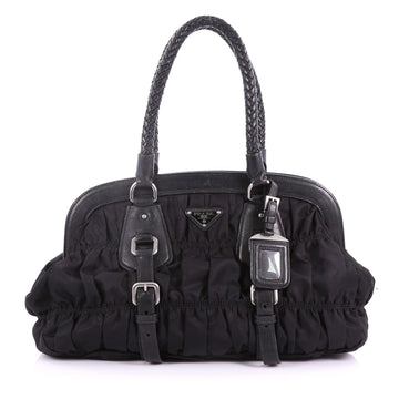 Prada Gaufre Frame Bag Tessuto Medium Black 3690302