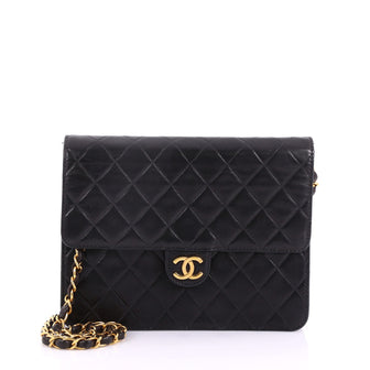 Chanel Vintage Clutch with Chain Quilted Leather Small  Black 3690504