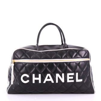 Chanel Vintage Logo Bowler Bag Quilted Lambskin Large Black 3690508