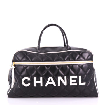 Chanel Vintage Logo Bowler Bag Quilted Lambskin Large Black 3690508