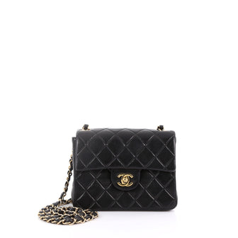 Chanel Vintage Square Classic Single Flap Bag Quilted Black 3690513