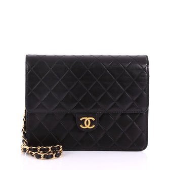 Chanel Vintage Clutch with Chain Quilted Leather Small Black 3690517