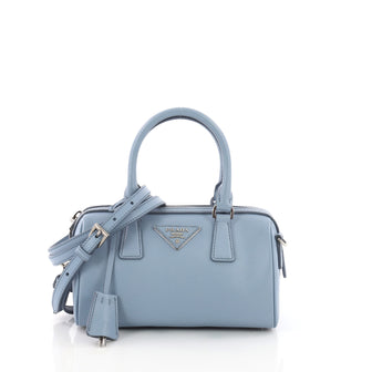Prada Convertible Bowler Bag Saffiano Leather Small Blue 3690521
