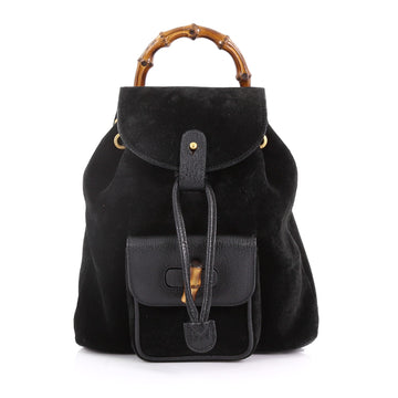 Gucci Vintage Bamboo Backpack Leather Mini Black 3690522