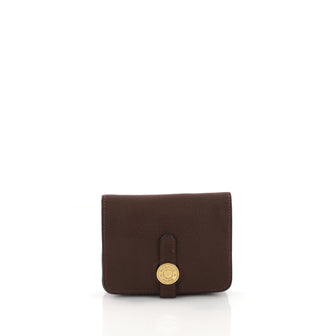 Hermes Dogon Card Case Leather Brown 3691907