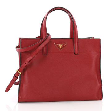 Soft Triple Pocket Convertible Tote Saffiano Leather