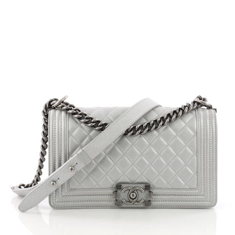 Chanel Boy Flap Bag Quilted Calfskin Old Medium Silver 3692603