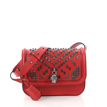 Alexander McQueen Padlock Crossbody Bag Studded Leather Red 3693605