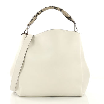 Louis Vuitton Babylone Handbag Leather and Python MM White 3694017