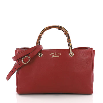 Gucci Bamboo Shopper Boston Bag Leather Medium Red 3694030