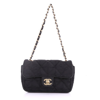 Chanel Travel Line Flap Bag Quilted Nylon Small Black 3694040