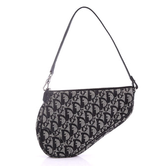 Christian Dior Vintage Saddle Bag Diorissimo Canvas Mini Black 3694041