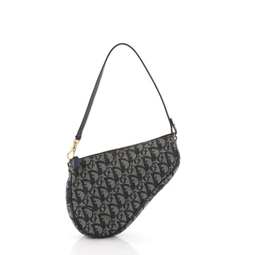 Christian Dior Vintage Saddle Bag Diorissimo Canvas Mini Blue 3694042