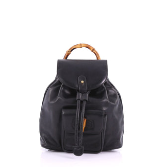 Gucci Vintage Bamboo Backpack Leather Mini Black 3694044