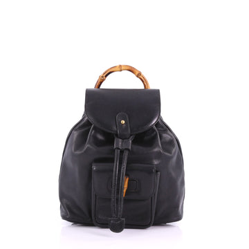 Gucci Vintage Bamboo Backpack Leather Mini Black 3694044