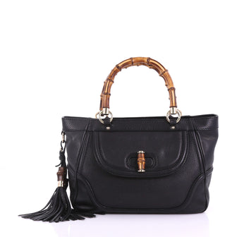 Gucci New Bamboo Tote Leather Small Black 3694054